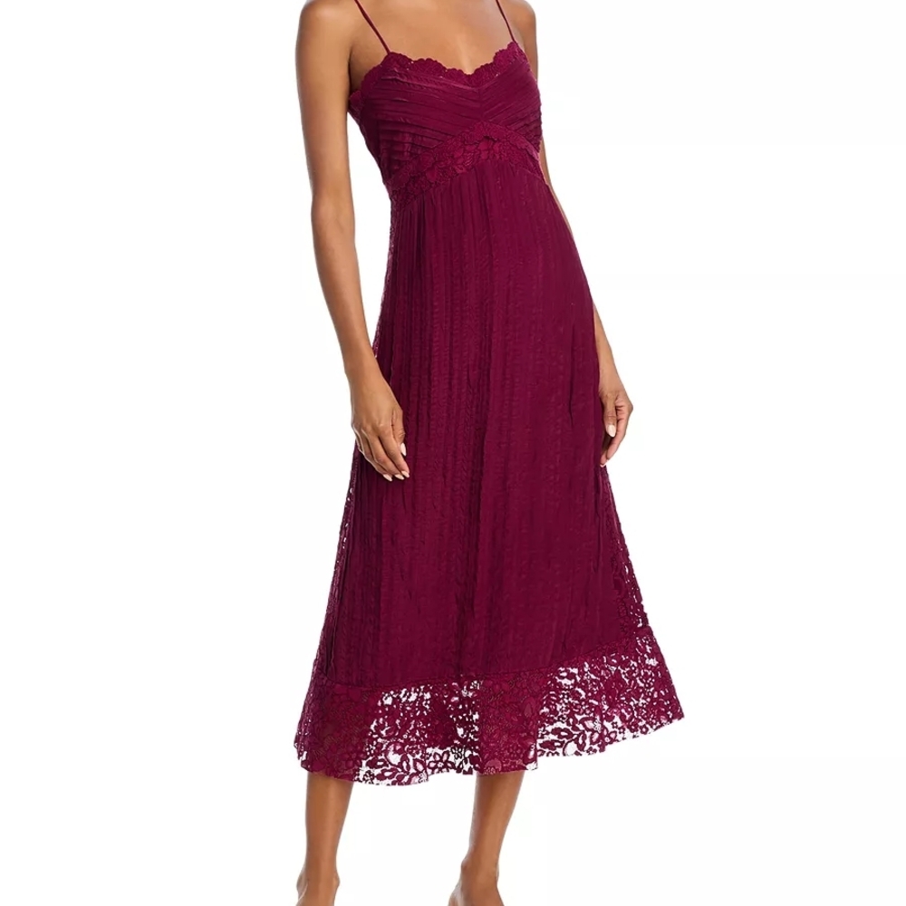 NWT Farm Rio Burgundy Lace Midi Dress